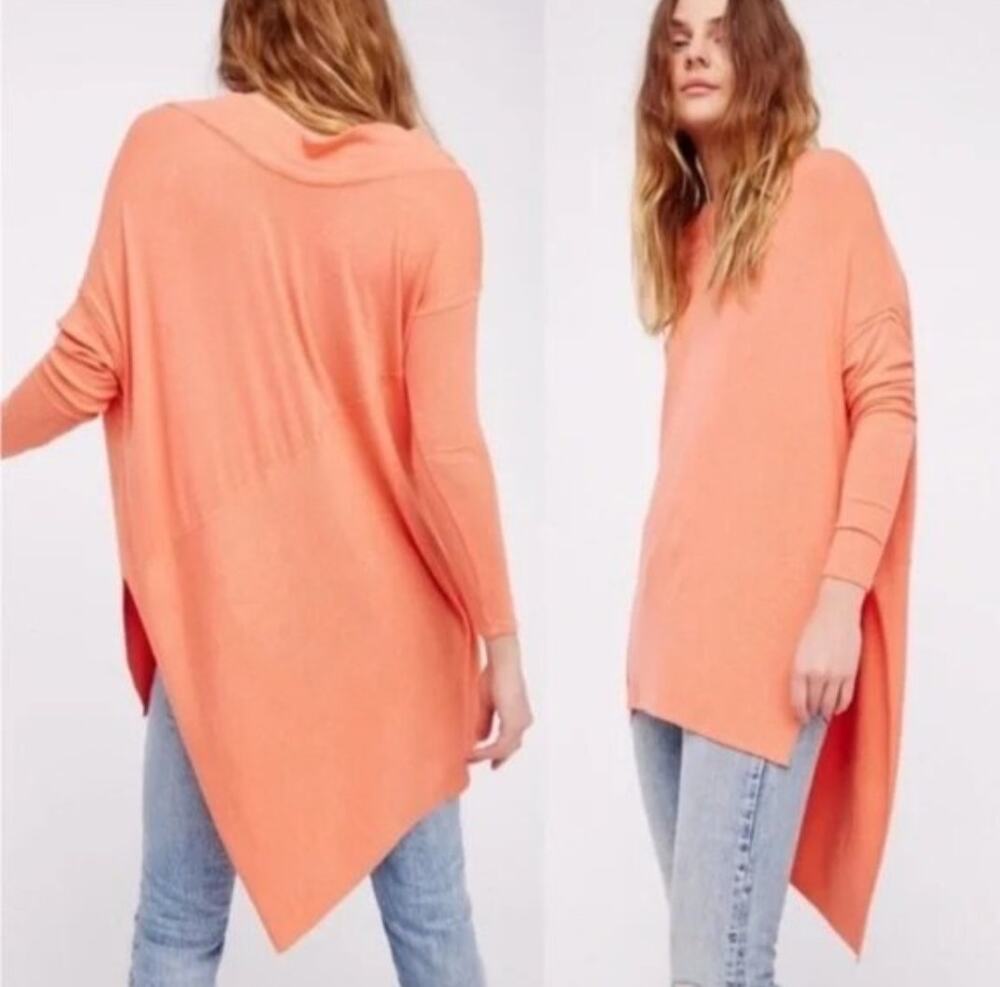 We The Free People Sz XS Grapevine Coral Asymmetrical Tunic Oversize Stretch